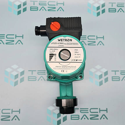 Насос циркуляційний WETRON 75Вт Hmax 4м Qmax 40л/хв Ø1 1/2" 180мм зел + гайки Ø1(774312), фото 1