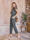 Костюм жіночий брючний літній хакі, фото 2