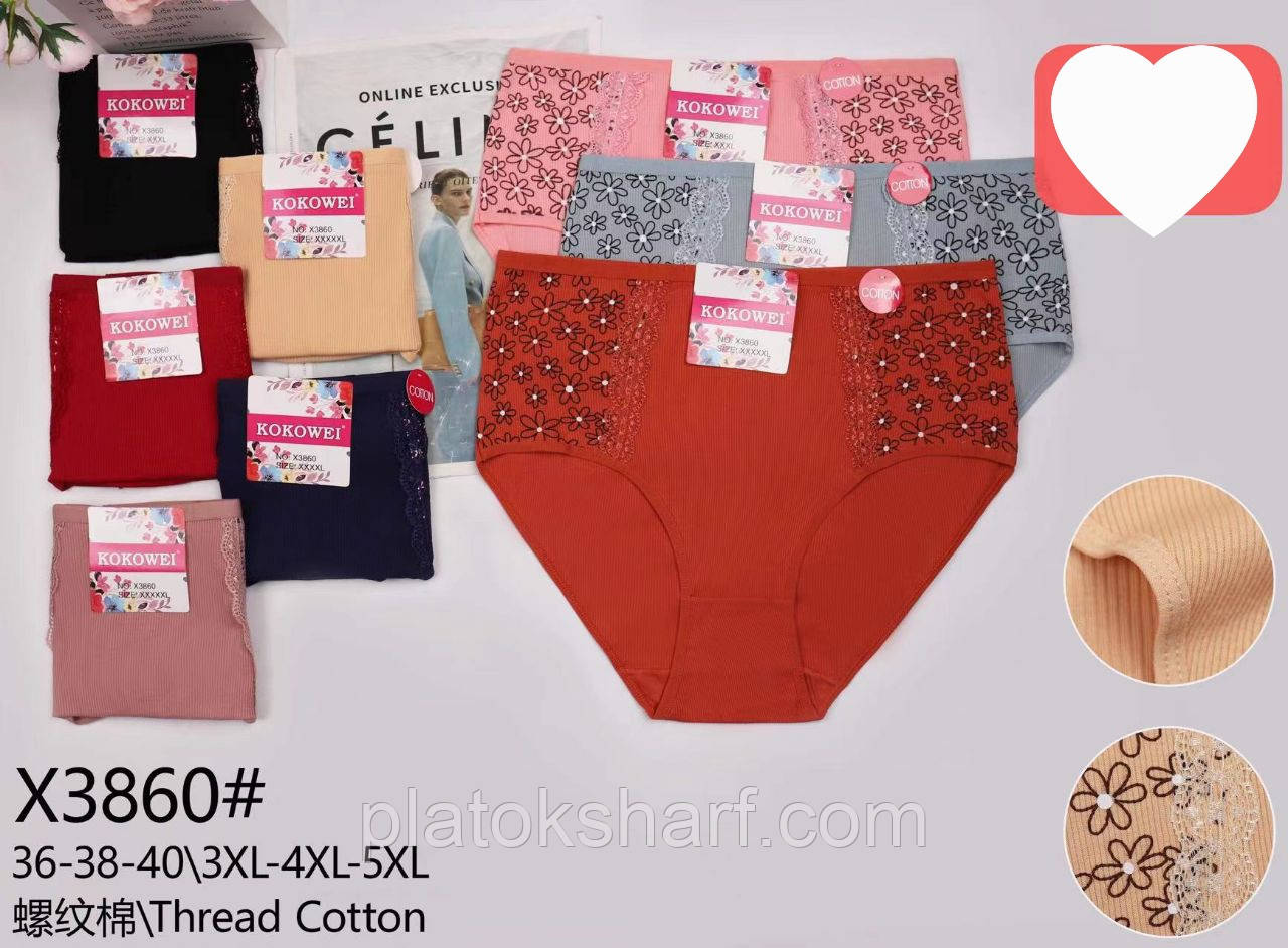 Жіночі труси батальні Якісні Візерунок по поясу L-XXXL (3101)