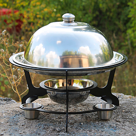 Садж із підігрівом для підігріву шашлику із соусницями, для природи, дачі, будинку, пікніка