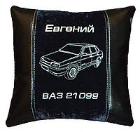 Автомобільна подушка з вишивкою контурного силуету Вашої машини, в подарунок авто