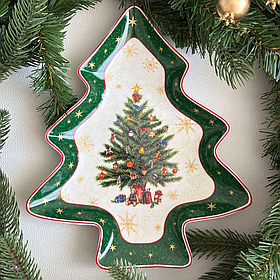 Новорічна Тарілка у формі ялинки порцелянова 25.1*21.5*3см Christmas Story