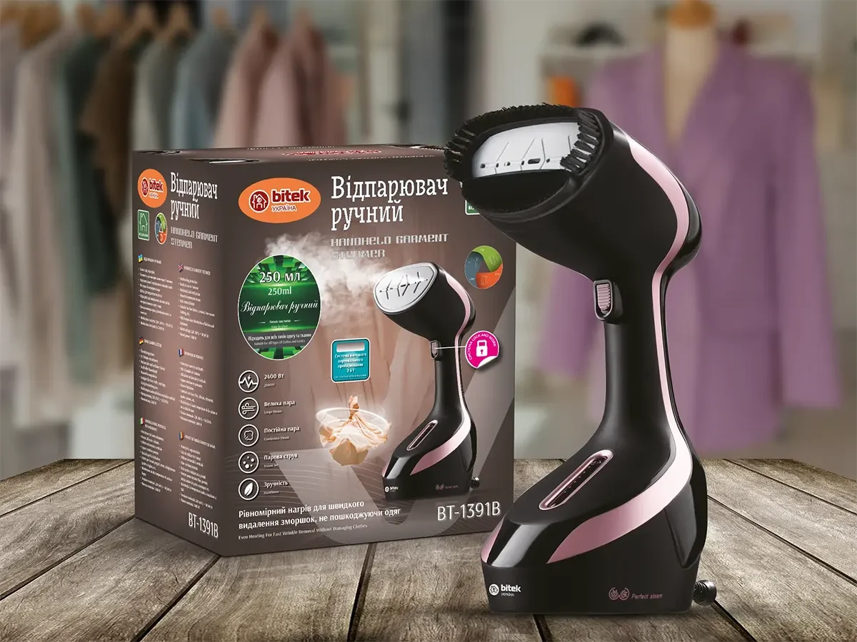 Відпарювач ручний з щіткою 2400Вт 250мл BITEK BT-1391B 12шт 6363, фото 1