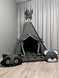 Вігвам для дітей Графіт 8 БОНБОН з Кошиком Повний комплект, вігвам для хлопчика, вігвам для дівчинки, дитячий вігвам, вігвам, фото 2