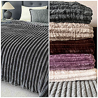 Очень красивый мягкий плед Покрывало Королевский шарпей широкая полоса Евро размер 200х220 см