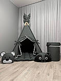 Вігвам для дітей Графіт 8 БОНБОН з Кошиком Повний комплект, вігвам для хлопчика, вігвам для дівчинки, дитячий вігвам, вігвам, фото 4