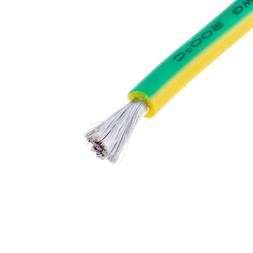 Силіконовий провід 10AWG (5.4mm²-1050/0.08TS) жовто-зелений, 1м