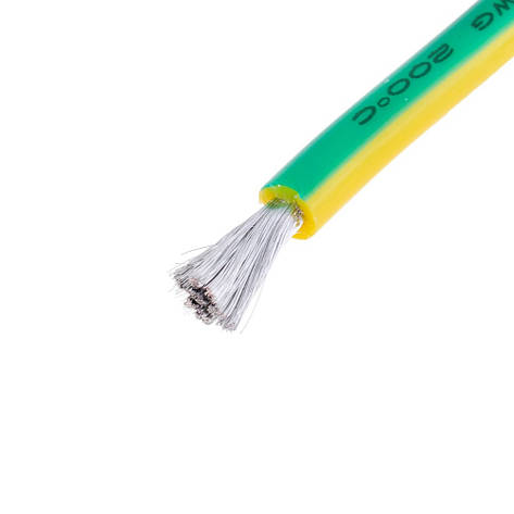 Силіконовий провід 10AWG (5.4mm²-1050/0.08TS) жовто-зелений, 1м, фото 1
