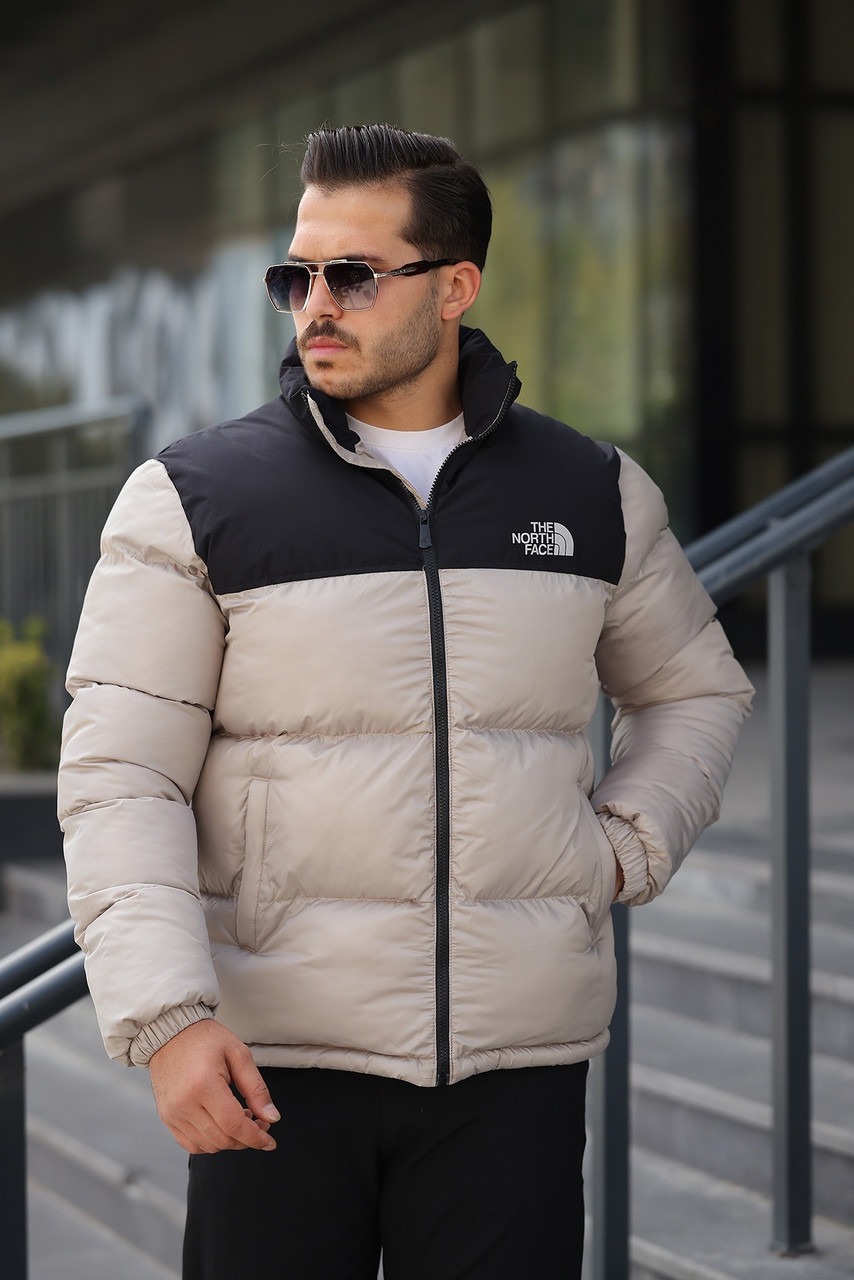 Куртка бежева чоловіча The North Face молодіжний зимовий пуховик Зе Норт Фейс TNF