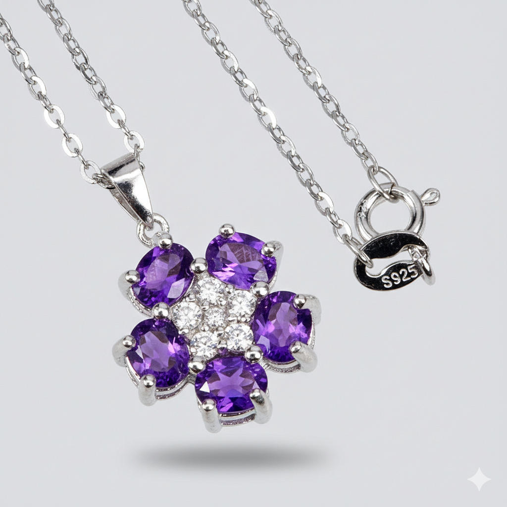 Аметист срібне кольє, 0195ПА, фото 1