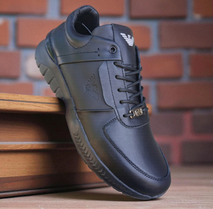 Чоловічі шкіряні кросівки (натуральна шкіра) чорні демісезонні для чоловіків на весну осінь, розміри 40-45, фото 1