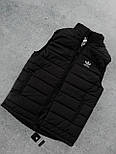 Чоловіча жилетка безрукавка Adidas спортивна стильна з капюшоном Туреччина чорна | Жилет чоловічий. живе фото, фото 5