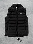 Чоловіча жилетка безрукавка Adidas спортивна стильна з капюшоном Туреччина чорна | Жилет чоловічий. живе фото, фото 2