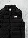 Чоловіча жилетка безрукавка Adidas спортивна стильна з капюшоном Туреччина чорна | Жилет чоловічий. живе фото, фото 4