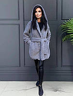 Жіноча шуба Тедді з капюшоном, фото 6
