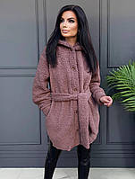 Жіноча шуба Тедді з капюшоном, фото 5