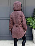 Жіноча шуба Тедді з капюшоном, фото 9