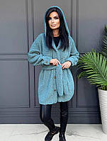 Жіноча шуба Тедді з капюшоном, фото 3