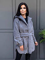 Жіноча шуба Тедді з капюшоном, фото 2
