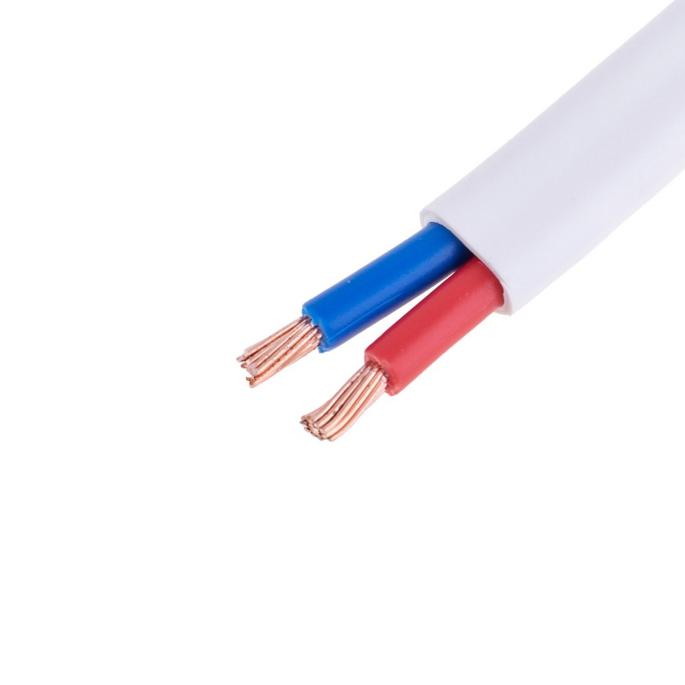 Провід плоский 2x4mm² багатожильний в білій оболонці 12AWG (PVC, 2 x 56xD0.29mm) червоний, синій, 1м