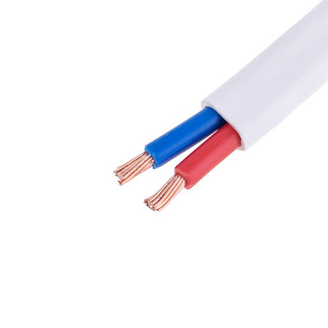 Провід плоский 2x4mm² багатожильний в білій оболонці 12AWG (PVC, 2 x 56xD0.29mm) червоний, синій, 1м, фото 1