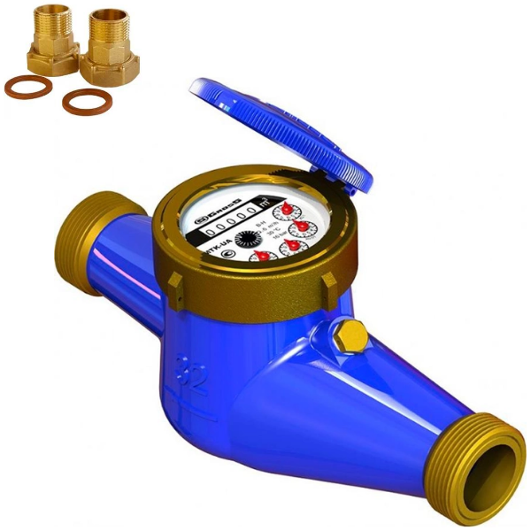 Лічильник холодної води Gross 1 1/4" (32) MTK-UA-32 R80 (сухохід) з гайками