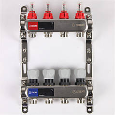 Колектор Standard 1" - 3/4" на 4 виходи в зборі для теплої підлоги