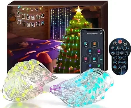 Гірлянда LED-штори 3*2 метри USB-живлення з пультом дистанційного керування - 8 режимів, теплий колір