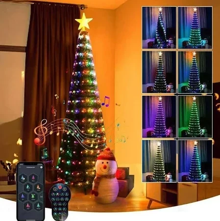 Смарт-гірлянда «Кінський хвіст» 400 LED, 10 ниток по 2 м, керування через додаток + пульт та зірка