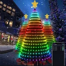 Смарт-гірлянда «Кінський хвіст» 400 LED, 10 ниток по 2 м, керування через додаток + пульт та зірка, фото 3