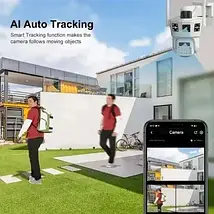 Вулична поворотна камера відеоспостереження на 2 лінзи 4G APP V380pro, IP66, біла, фото 2