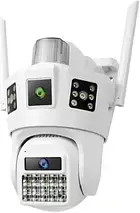 Вулична поворотна камера відеоспостереження на 2 лінзи 4G APP V380pro, IP66, біла, фото 4