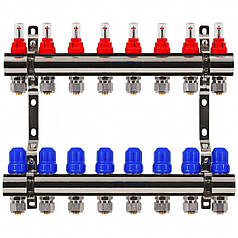 Колектор Gross 8504 1" - 3/4" на 8 виходів в зборі для теплої підлоги