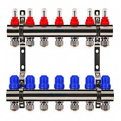 Колектор Gross 8504 1" - 3/4" на 7 виходів в зборі для теплої підлоги