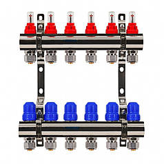 Колектор Gross 8504 1" - 3/4" на 6 виходів в зборі для теплої підлоги