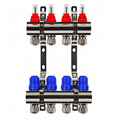 Колектор Gross 8504 1" - 3/4" на 4 виходи в зборі для теплої підлоги