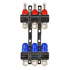 Колектор Gross 8504 1" - 3/4" на 3 виходи в зборі для теплої підлоги