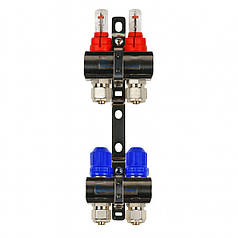 Колектор Gross 8504 1" - 3/4" на 2 виходи в зборі для теплої підлоги