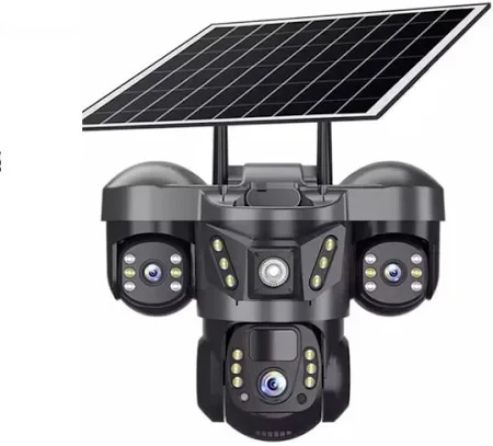 Вулична камера з потрійним об'єктивом працює через 4g та від сонячної панелі  із матрицею 12 Мп