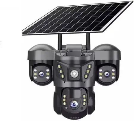 Вулична камера з потрійним об'єктивом працює через 4g та від сонячної панелі із матрицею 12 Мп, фото 1