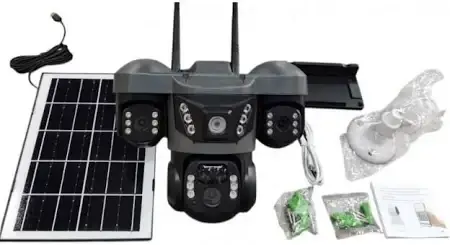 Вулична камера з потрійним об'єктивом працює через 4g та від сонячної панелі із матрицею 12 Мп, фото 2