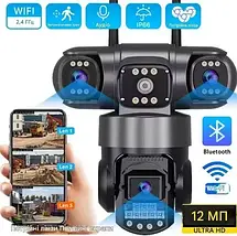 Сучасна поворотна IP-камера v380 pro на 3 лінзи, з потрійним об'єктивом 12 МП, огляд 360°, нічне баченням, детекція руху, фото 5