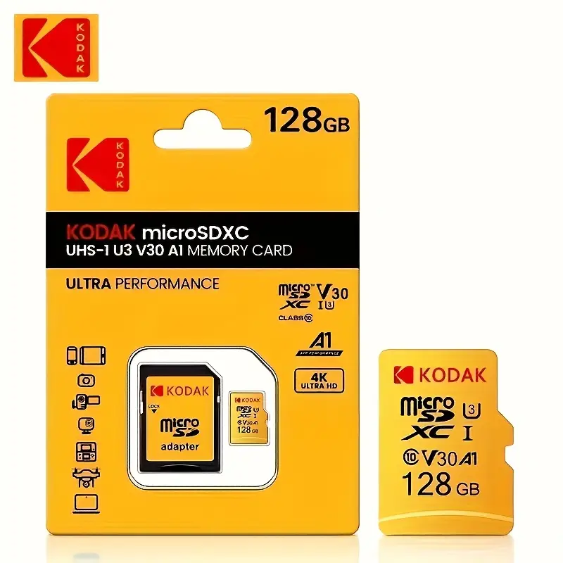 Карта пам'яті Kodak microSD XC 128Gb V30 UHS-I U3 A1 class 10 флеш