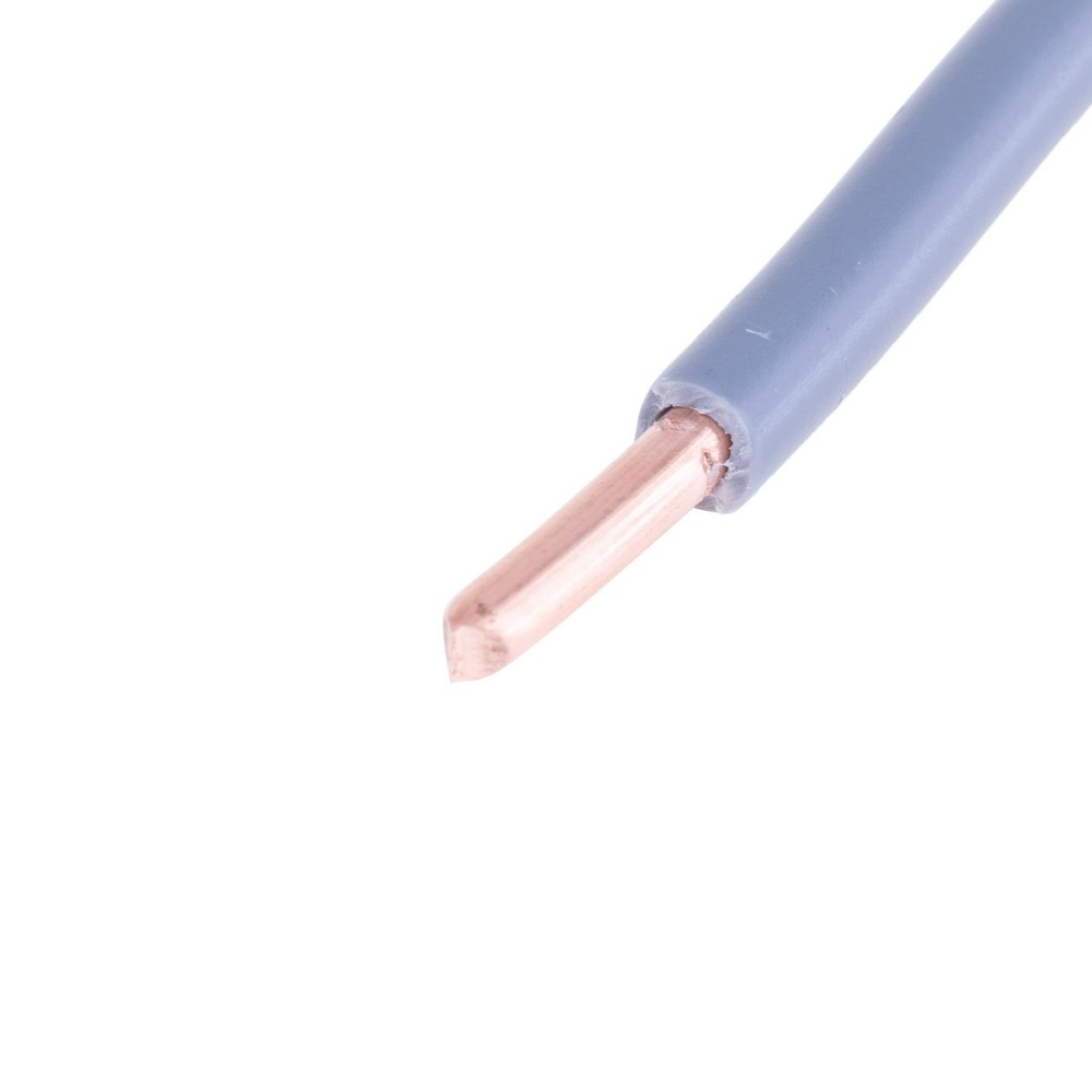 Провід одножильний 4.0mm² (12AWG, 1xD2.25mm, мідь, PVC) сірий, 1м