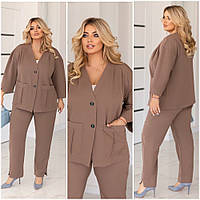 Женский классический брючный костюм большого размера пиджак и брюки р-48-50,52-54,56-58,60-62