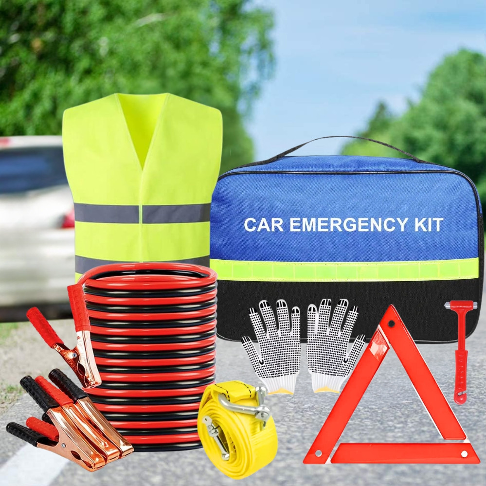 Аварійний комплект для автомобіля 6в1 з сумкою та жилетом універсальний дорожній набір автомобіліста, фото 1