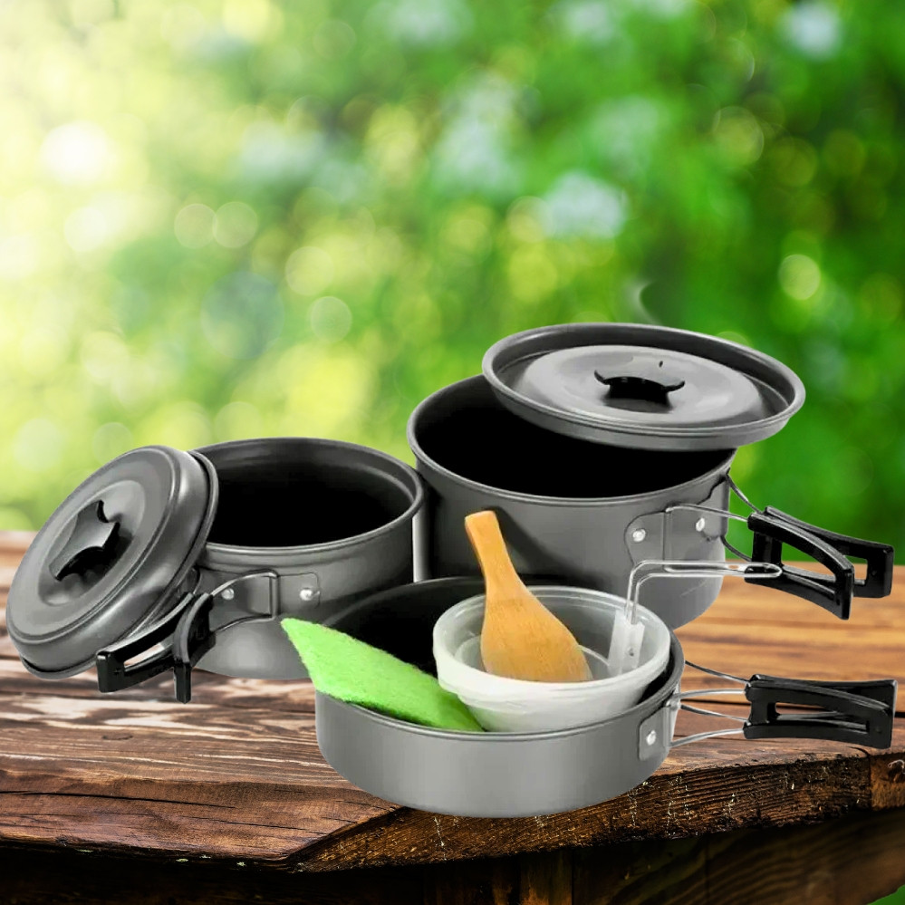 Набір посуду туристичний DS-200 Кемпінговий посуд для багаття на 2 особи Комплект для туризму, фото 1