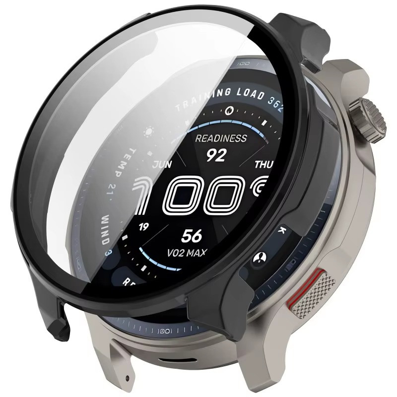 Захисний чохол для смарт годинника Amazfit Balance 2 із загартованим склом чорний, фото 1