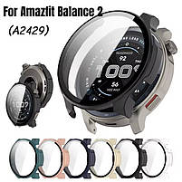 Захисний чохол для смарт годинника Amazfit Balance 2 із загартованим склом чорний, фото 6