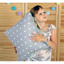 Подушка Хатка Квадратна Сіра з М'ятним